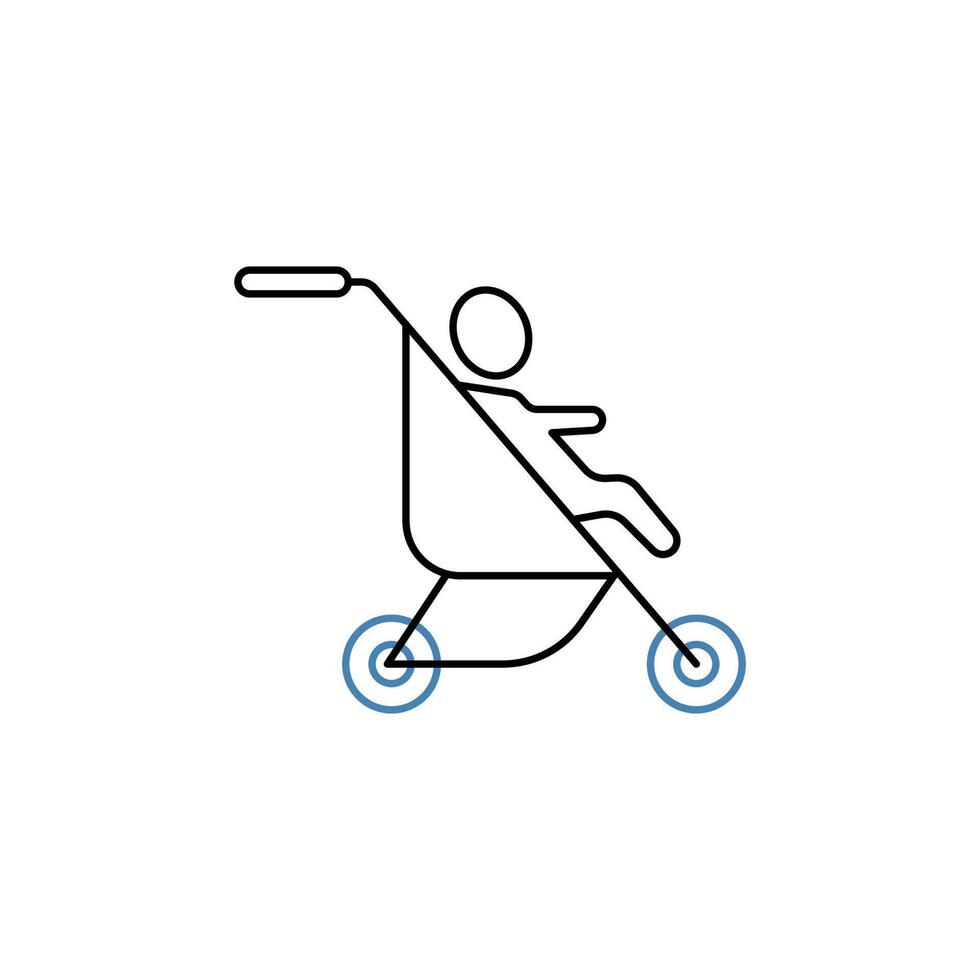 niño en un paseante concepto línea icono. sencillo elemento ilustración. niño en un paseante concepto contorno símbolo diseño. vector