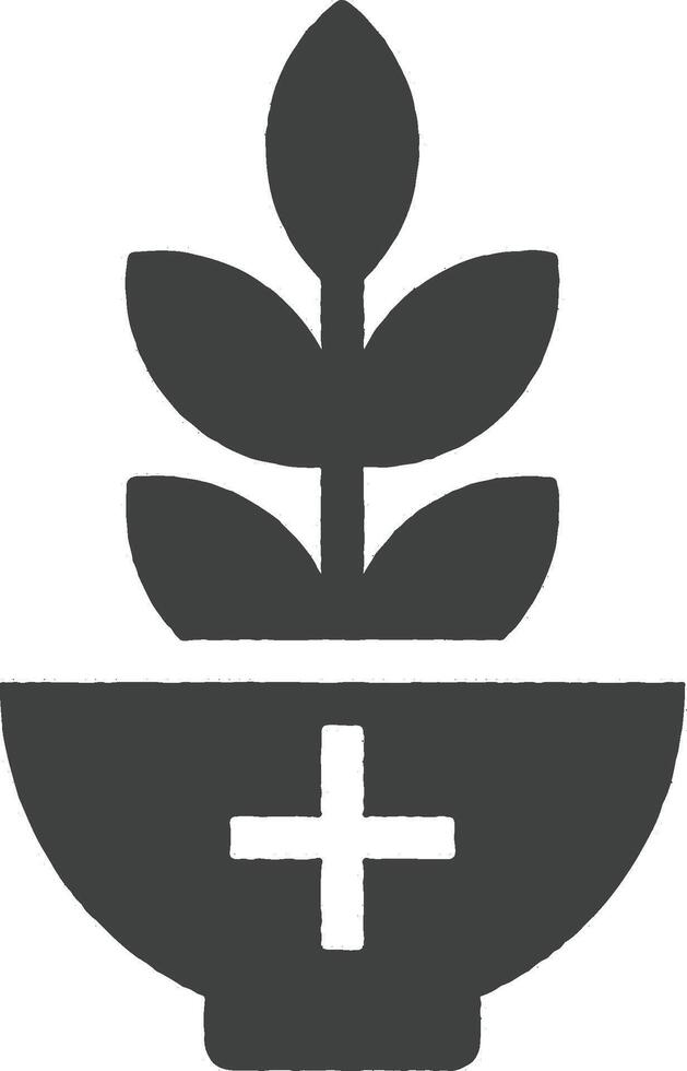 Alternative, herb, herbal icon vector illustration in stamp style