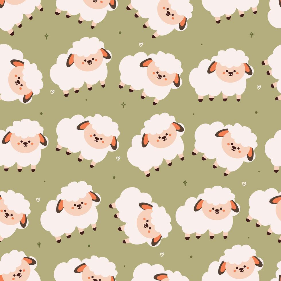 seamless pattern cartoon sheep. cute animal wallpaper for textile, gift wrap paper vector