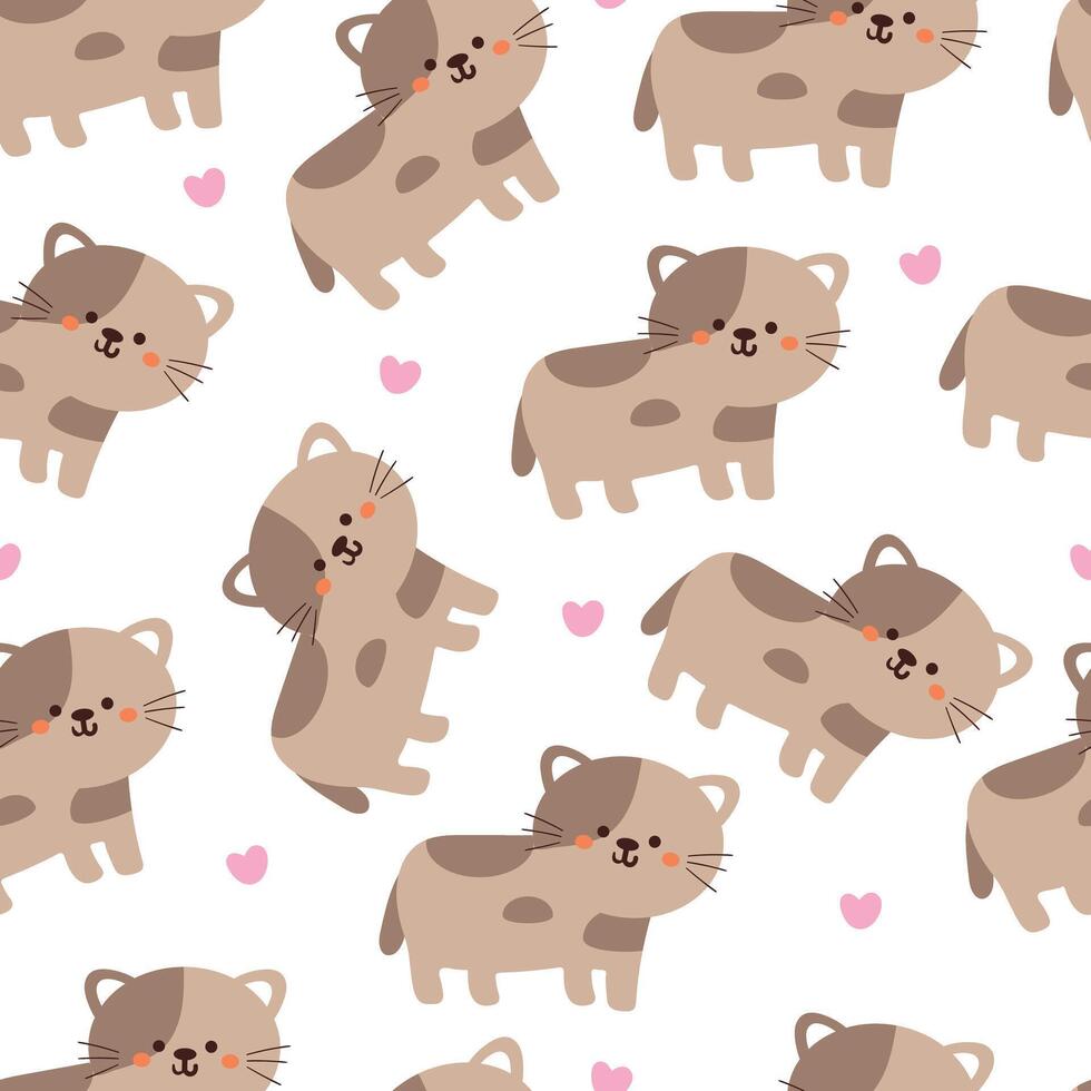 sin costura modelo dibujos animados gatos linda animal fondo de pantalla ilustración para regalo envolver papel vector