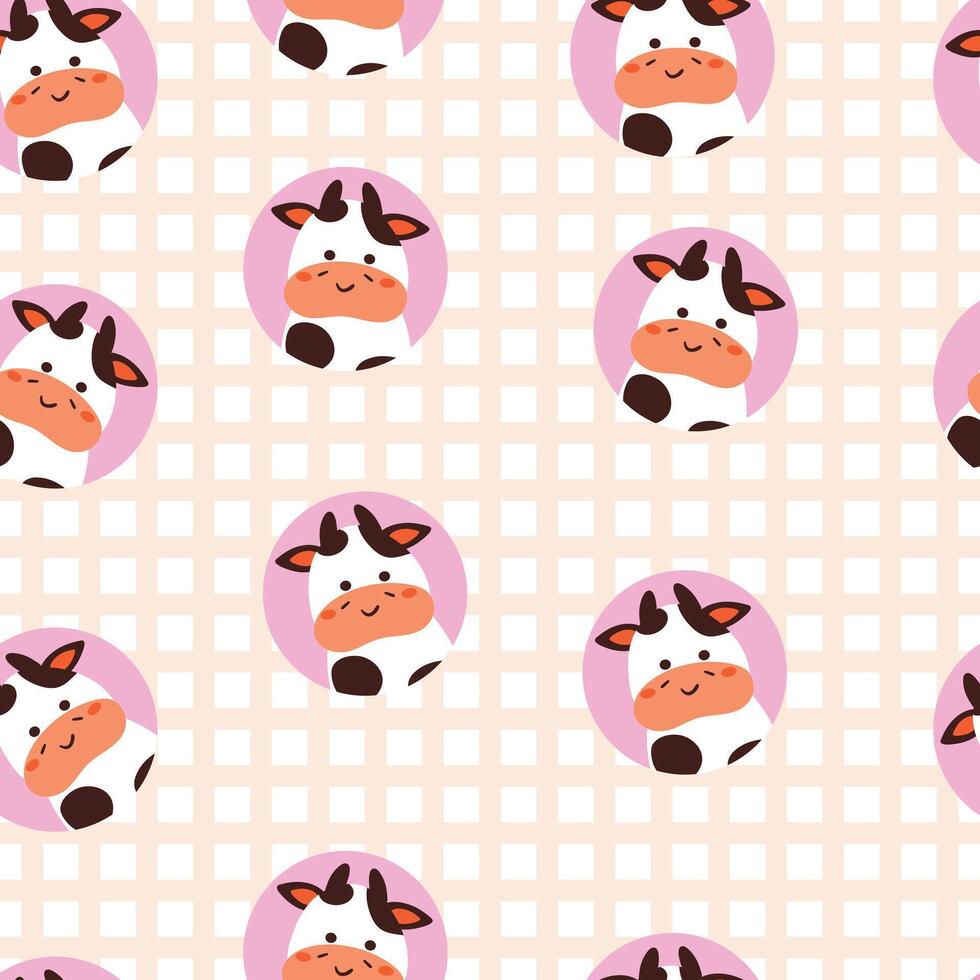 seamless pattern cartoon cow. cute animal wallpaper illustration for gift wrap paper vector