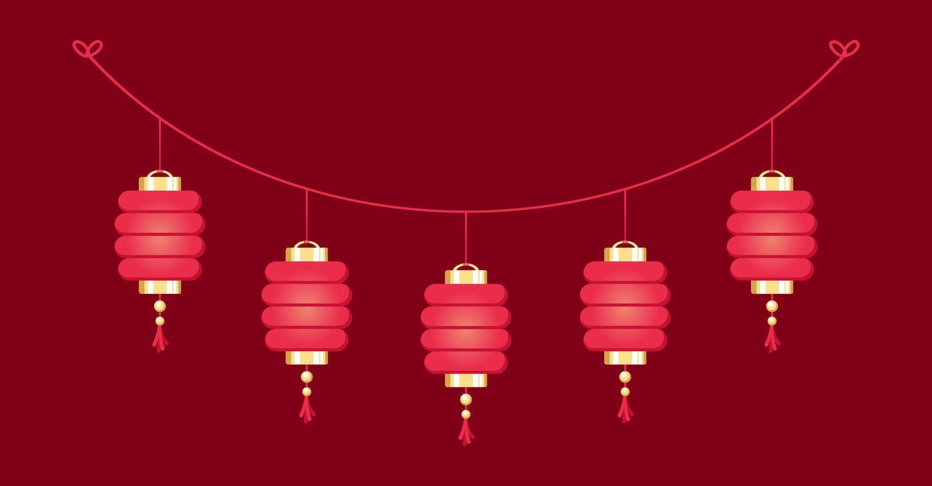 chino linterna colgando guirnalda, lunar nuevo año y mediados de otoño festival decoración gráfico vector