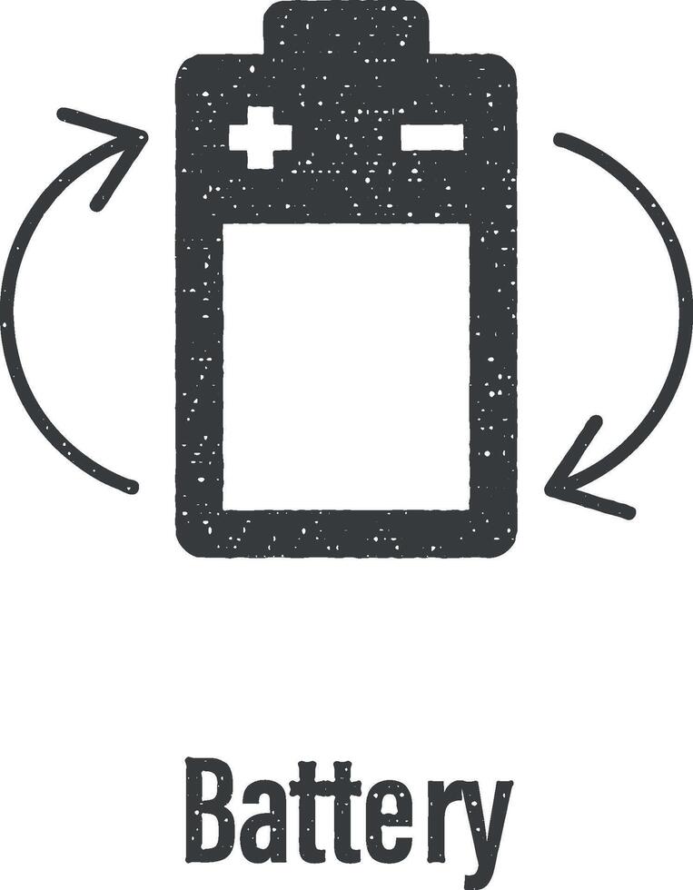 Battery icon vector illustration in stamp style