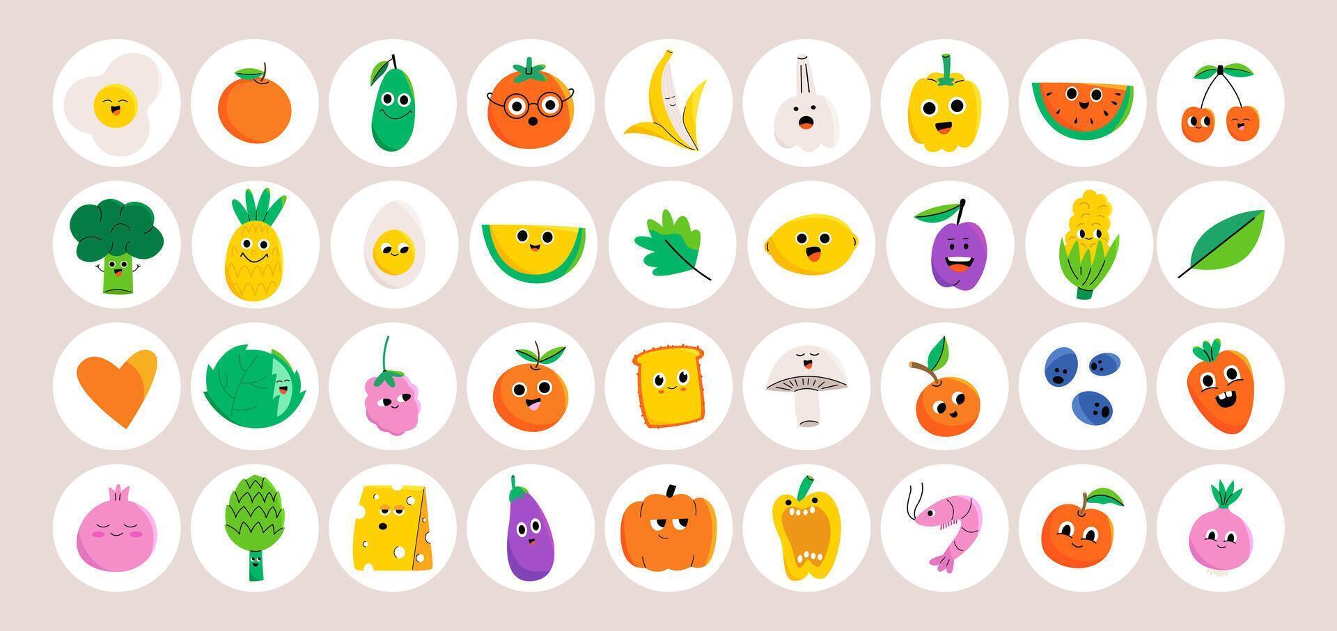 Healthy food stickers vector