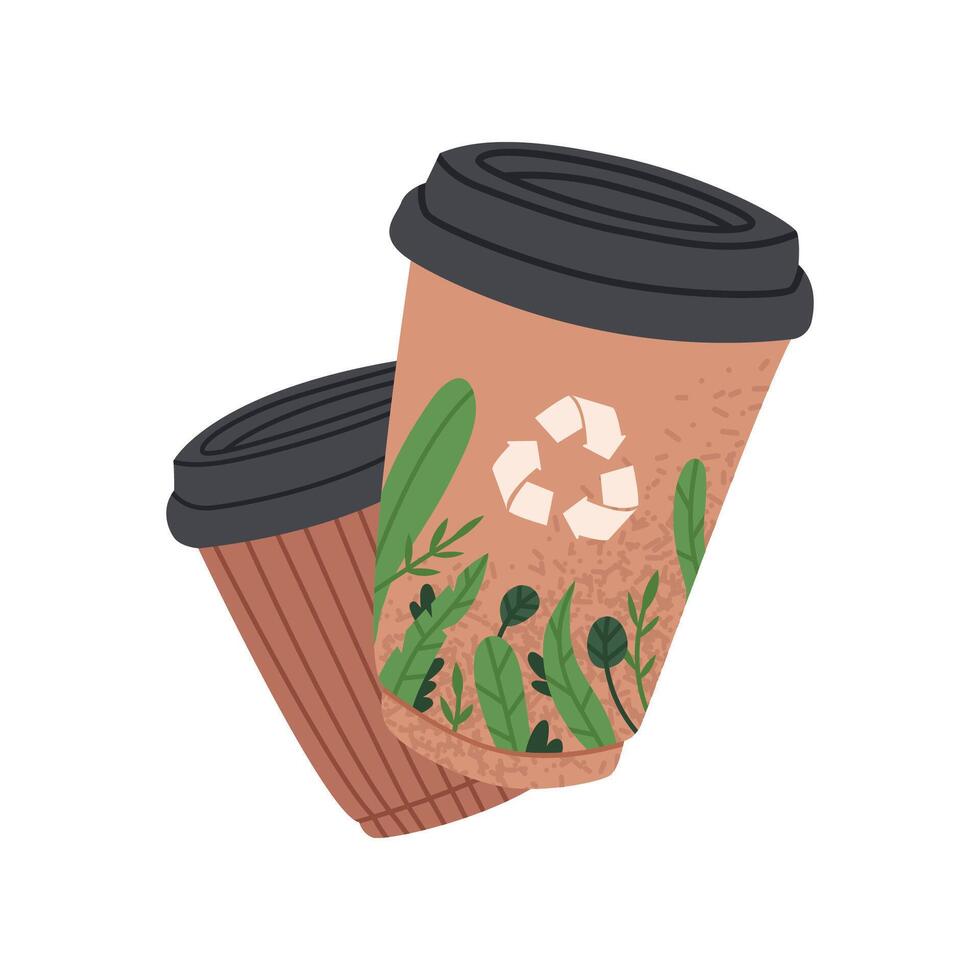 Craft coffee cups vector