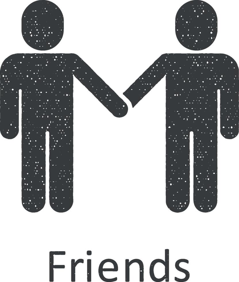 Friendship, friends icon vector illustration in stamp style