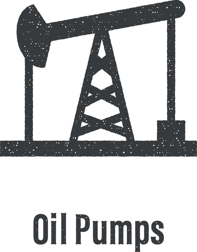 Oil Pumps icon vector illustration in stamp style