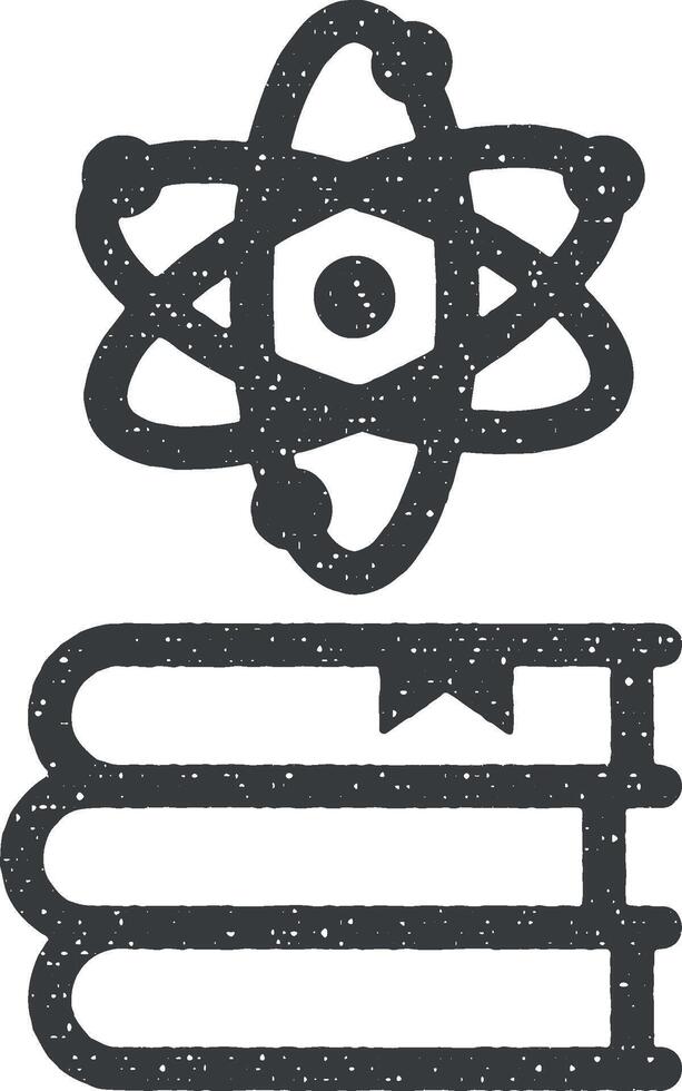 book, science icon vector illustration in stamp style