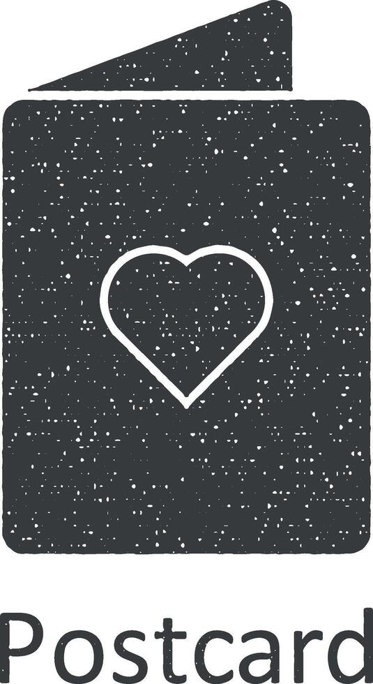 Friendship, postcard icon vector illustration in stamp style