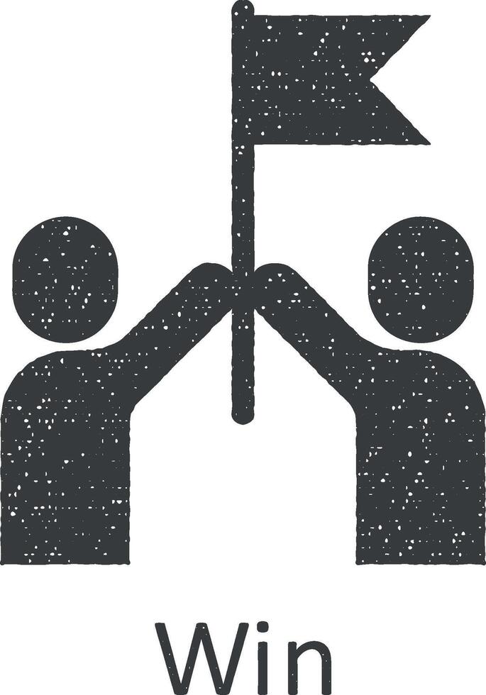 Friendship, win icon vector illustration in stamp style