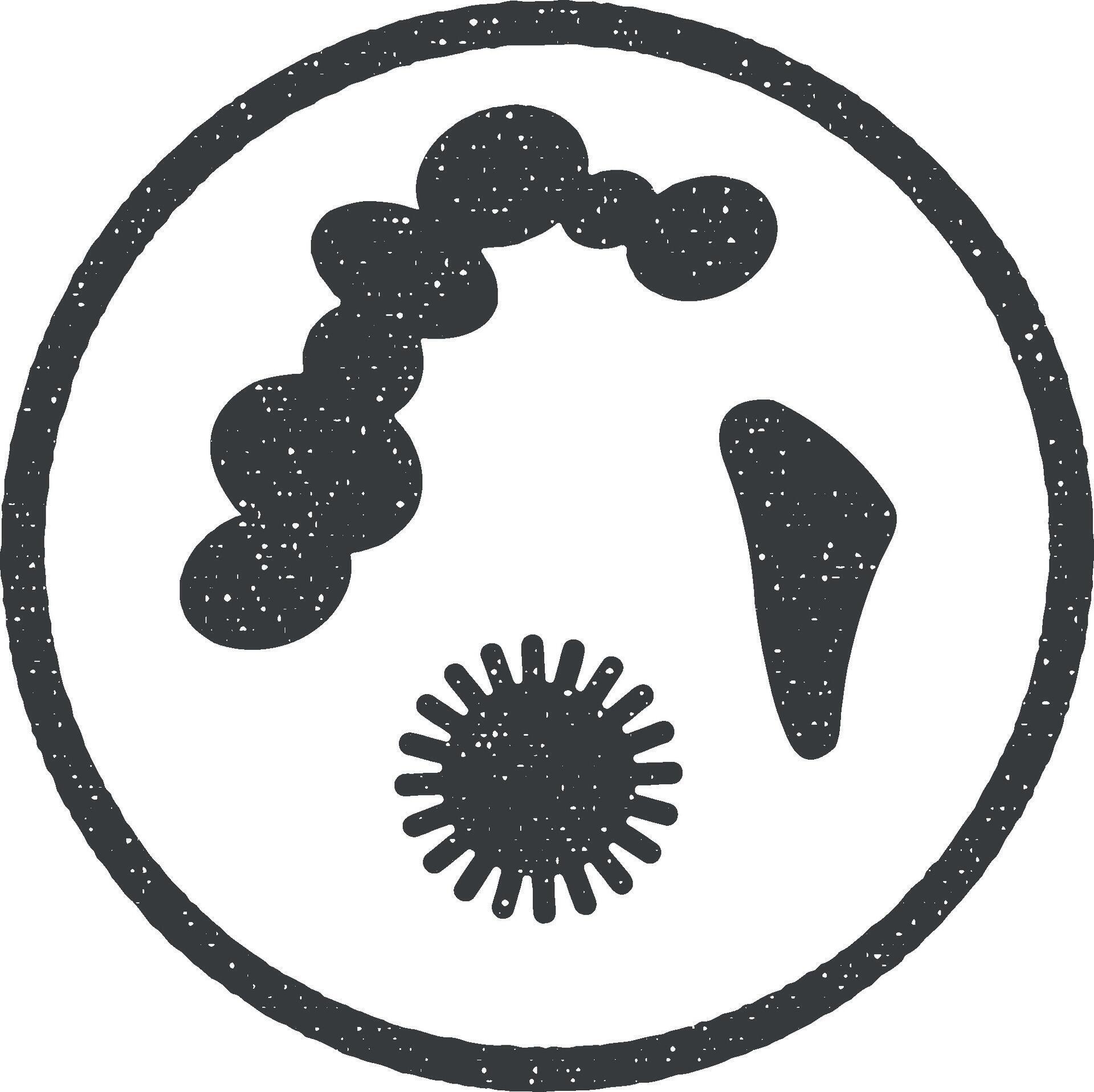 microbiology, microscope icon vector illustration in stamp style