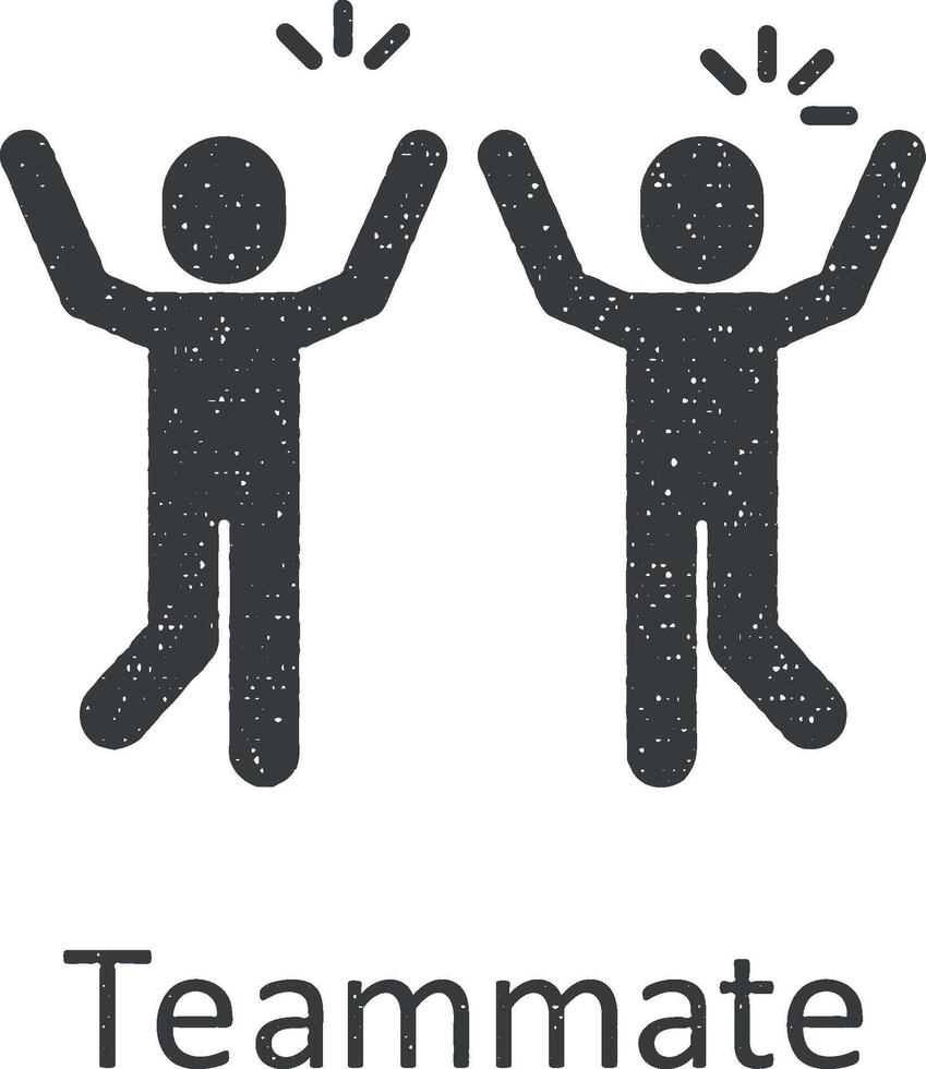 Friendship, teammate icon vector illustration in stamp style