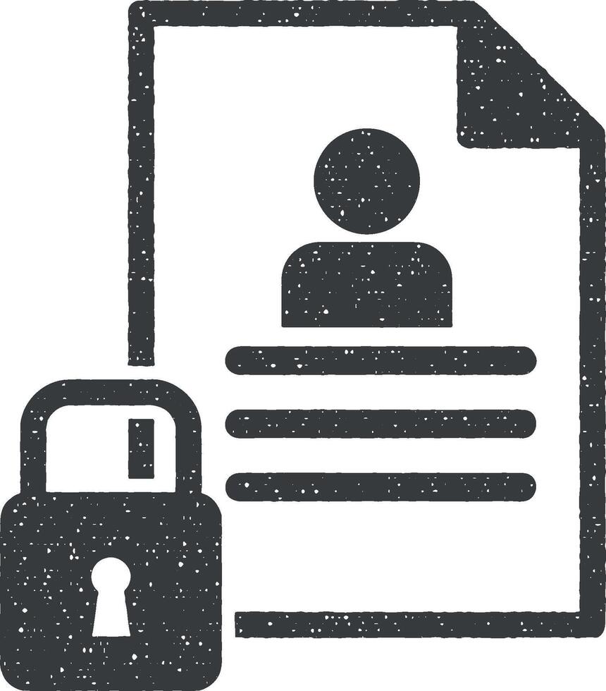 document, security icon vector illustration in stamp style