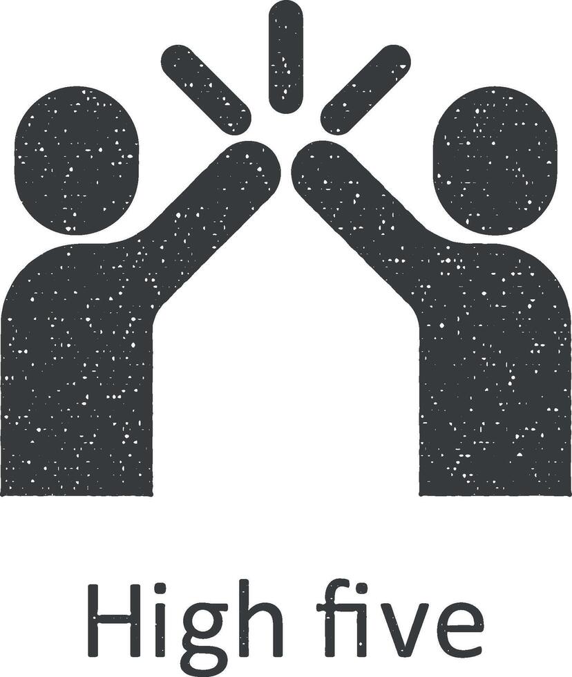 Friendship, high five icon vector illustration in stamp style