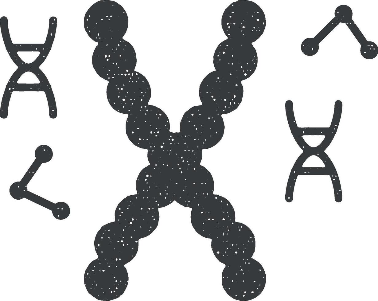 biological, chromosome, DNA icon vector illustration in stamp style