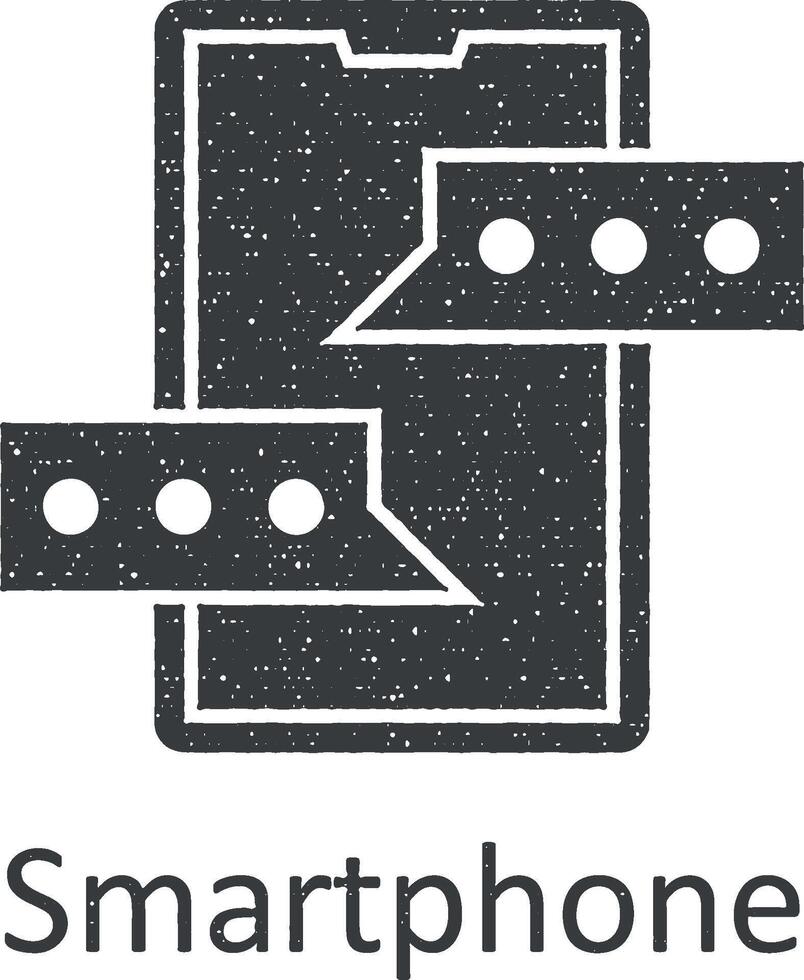 Friendship, smartphone icon vector illustration in stamp style