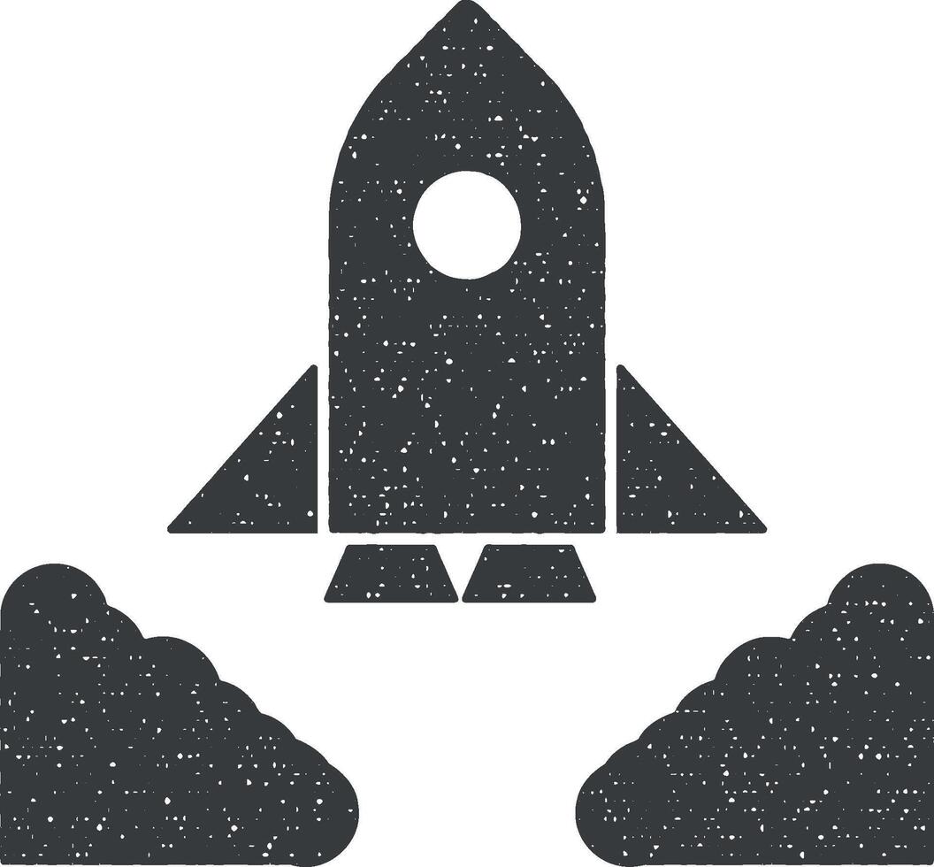 rocket, seo icon vector illustration in stamp style