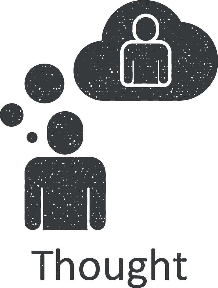 Friendship, thought icon vector illustration in stamp style