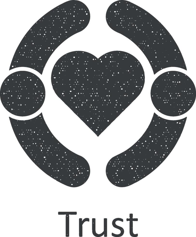Friendship, trust icon vector illustration in stamp style