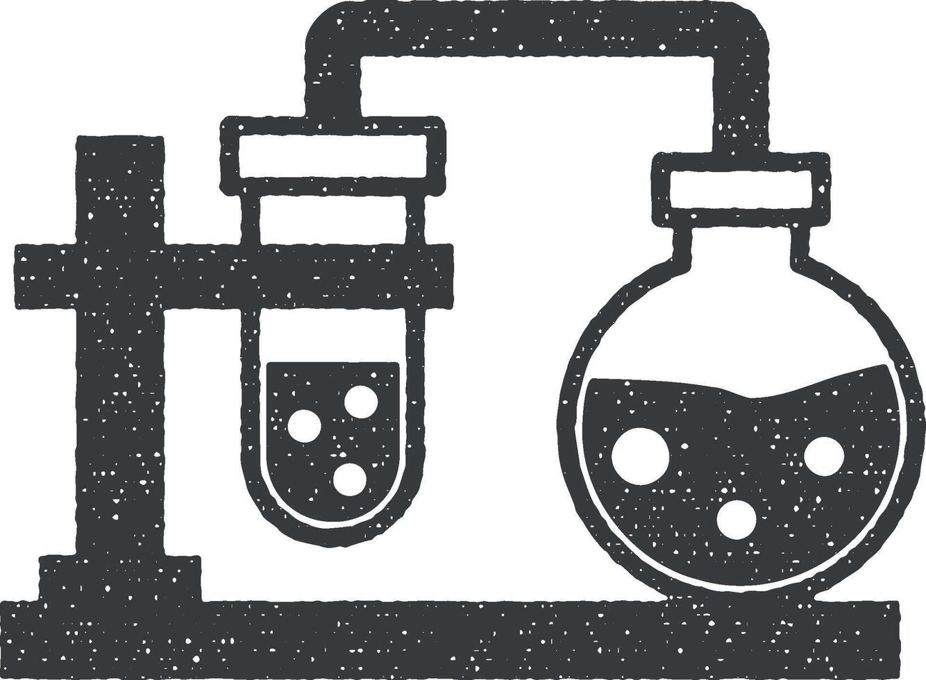 químico, flaks icono vector ilustración en sello estilo