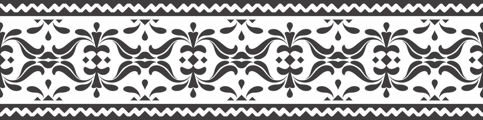 Ethnic seamless stripe pattern. Vintage border ornament vector. Classic ornate antique element. Baroque rococo floral style. Decorative design for frame, page, poster, greeting card, invitation, menu. vector