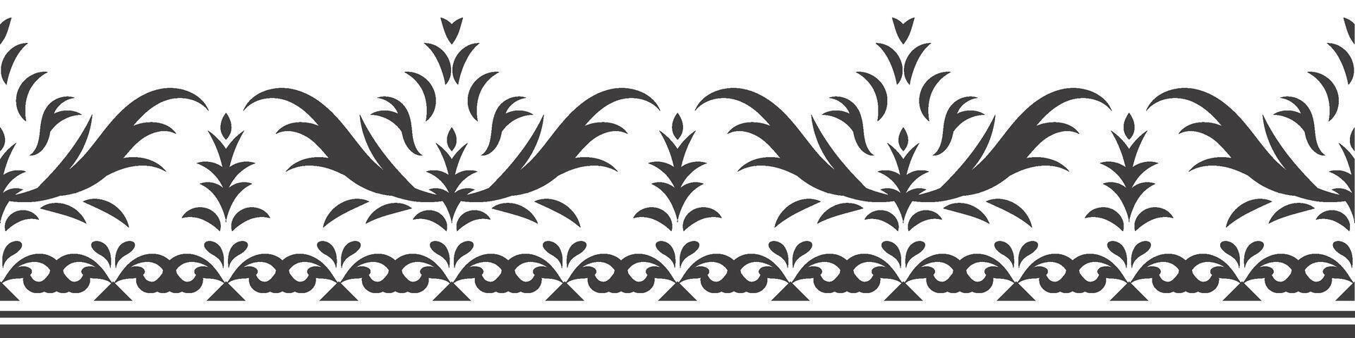 étnico sin costura raya modelo. Clásico frontera ornamento vector. clásico florido antiguo elemento. barroco rococó floral estilo. decorativo diseño para marco, página, póster, saludo tarjeta, invitación, menú. vector