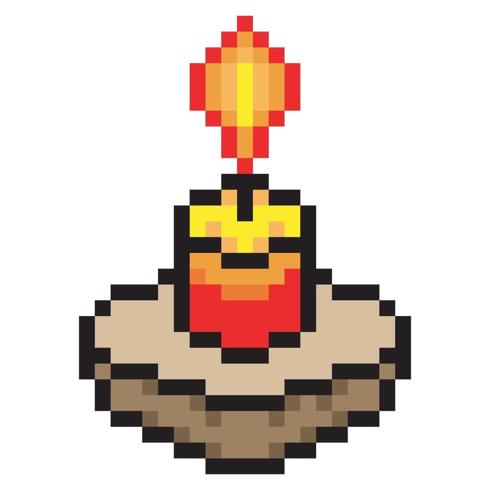 Candle flame in pixel art vector