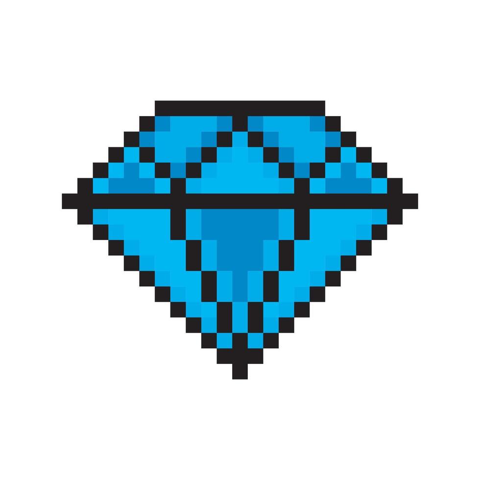Diamond in pixel art style vector