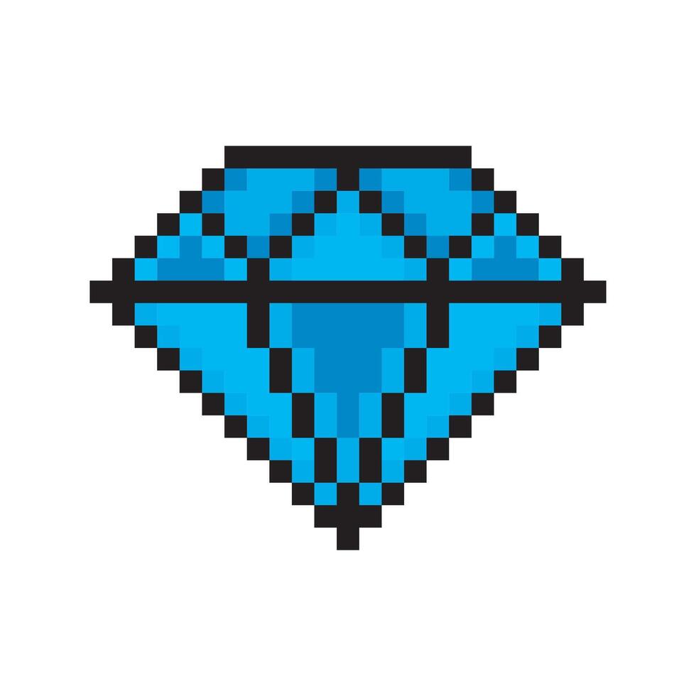 Diamond in pixel art style vector