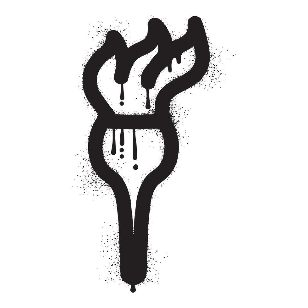 Flaming torch graffiti drawn with black spray paint vector