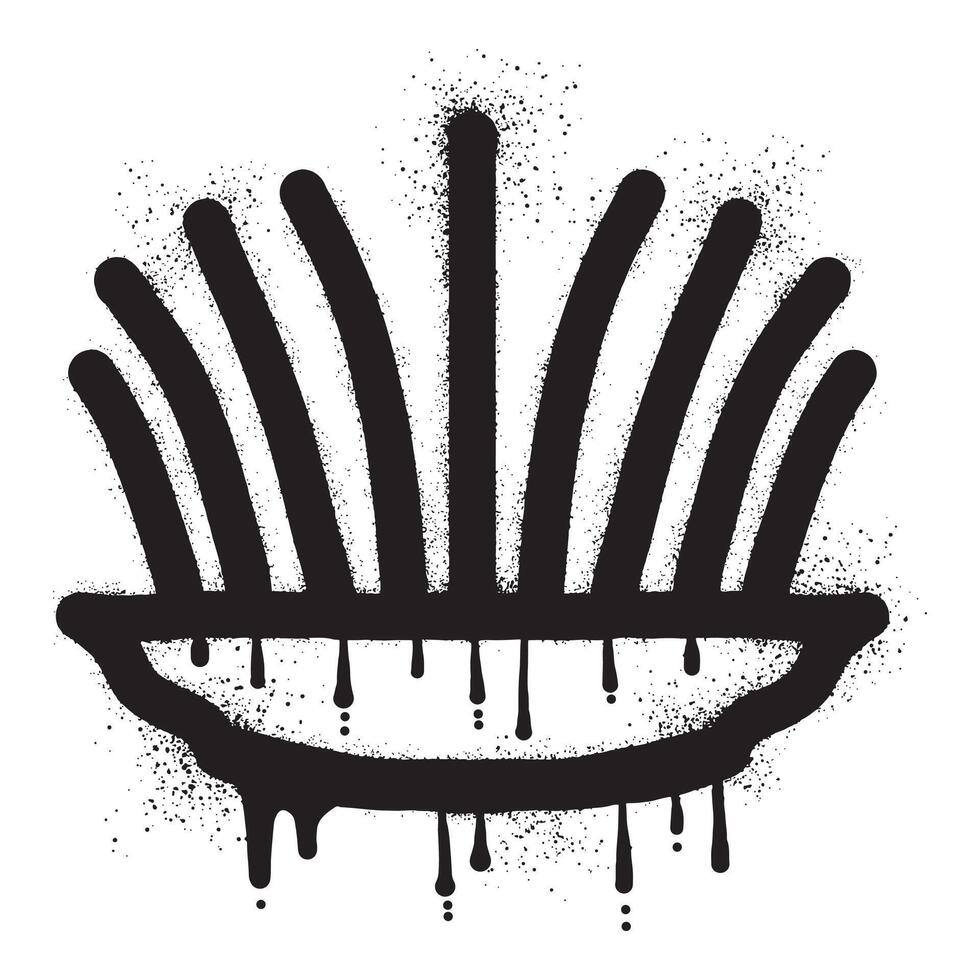 Nowruz holiday graffiti with wheat sprouts drawn with black spray paint vector