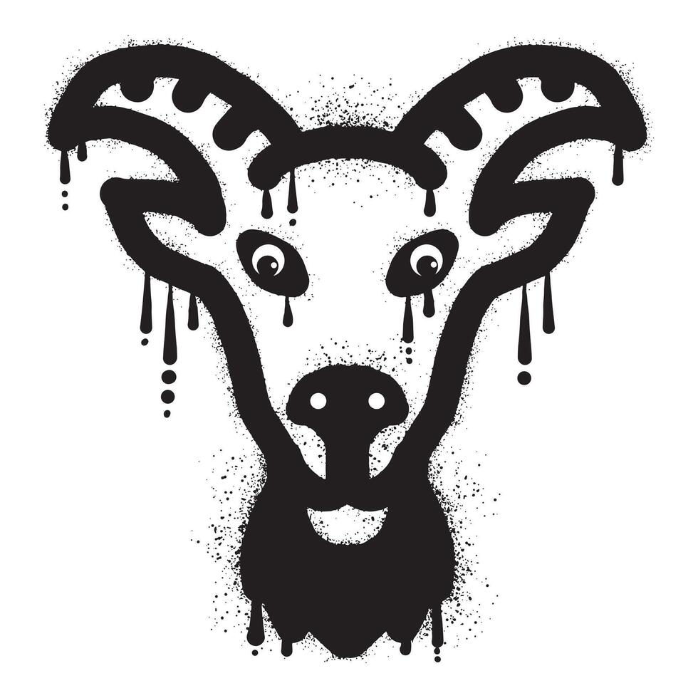 Goat head graffiti drawn with black spray paint vector