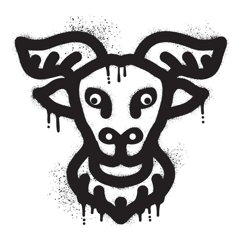 cabra cabeza pintada dibujado con negro rociar pintar vector