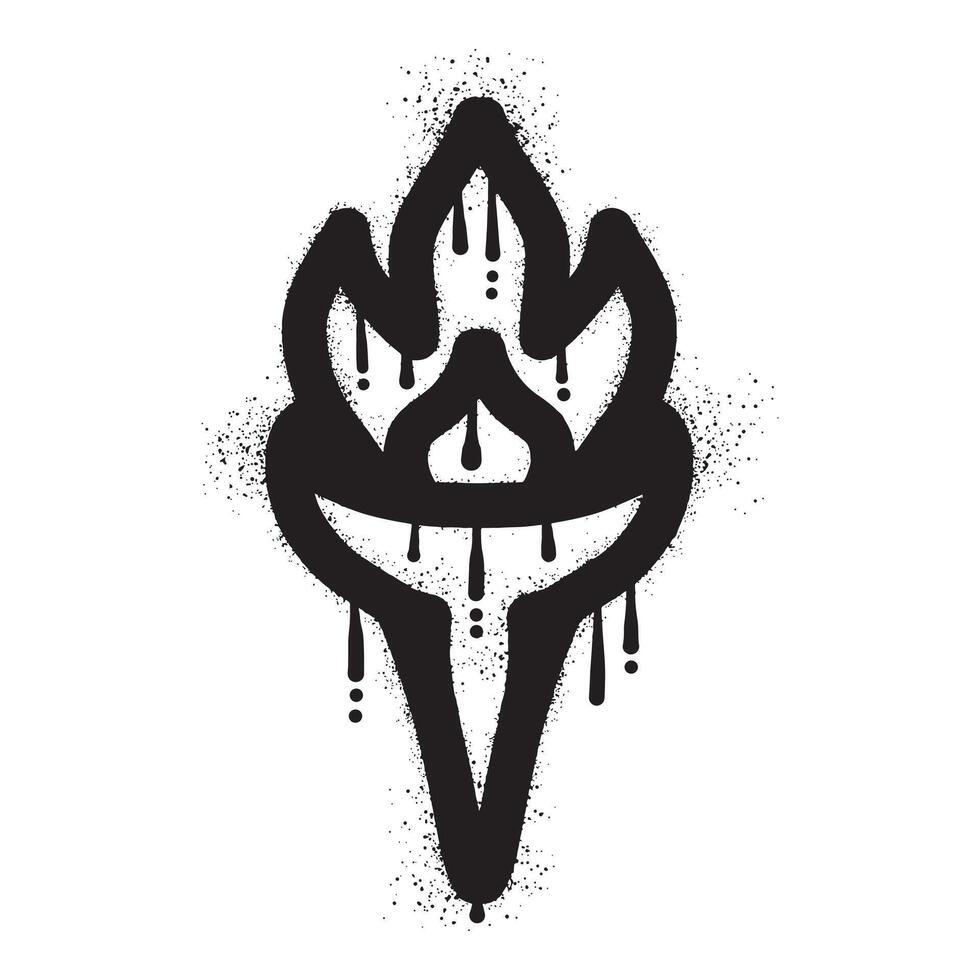 Flaming torch graffiti drawn with black spray paint vector