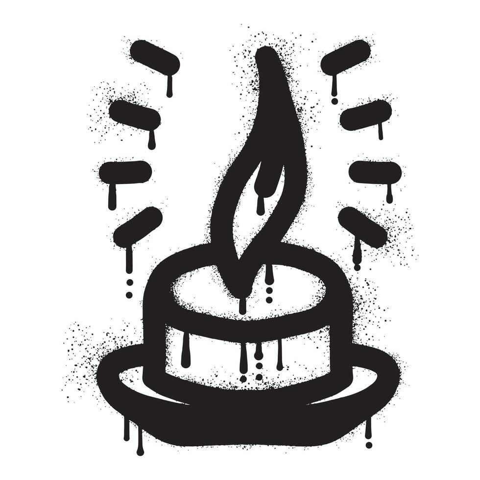 Burning candle graffiti drawn with black spray paint vector