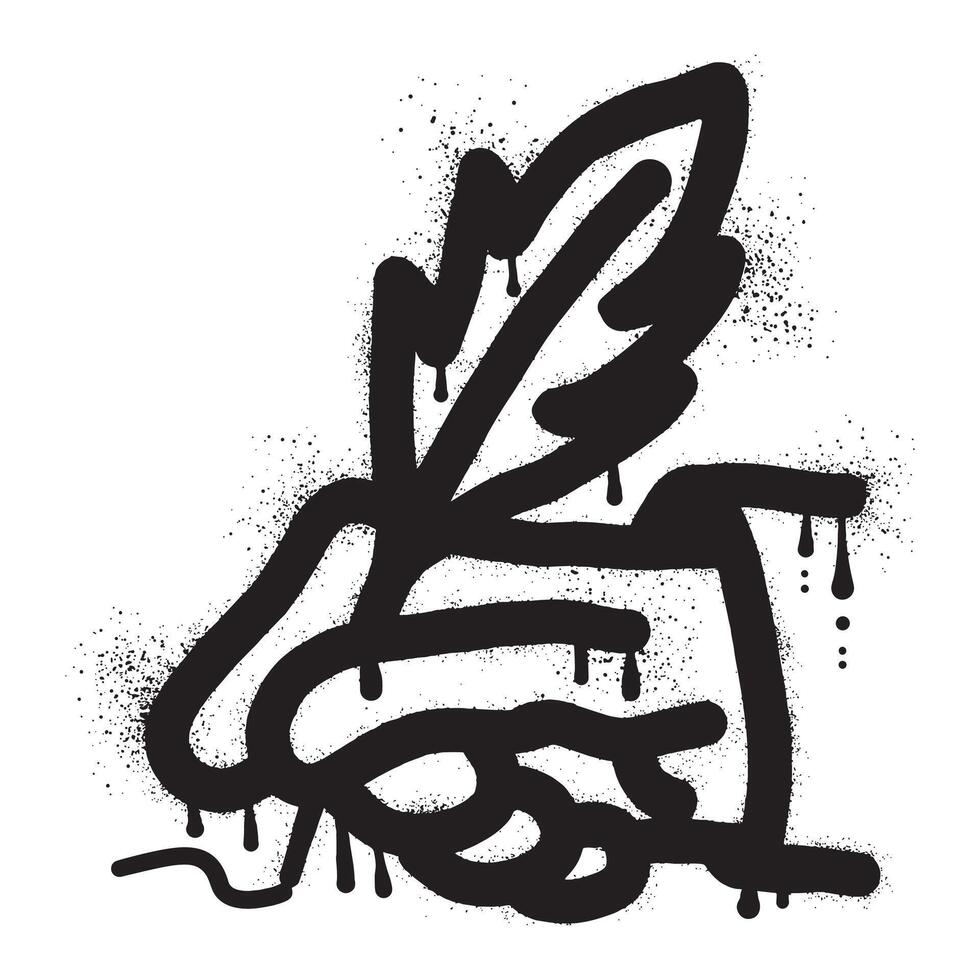 Hand graffiti holding quill pen drawn with black spray paint vector