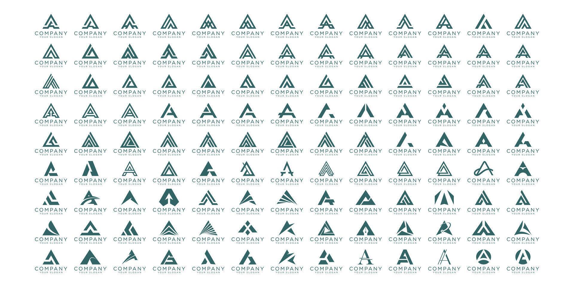 Mega logo collection, Abstract letter A logo design. icons for business of luxury, elegant, simple. vector