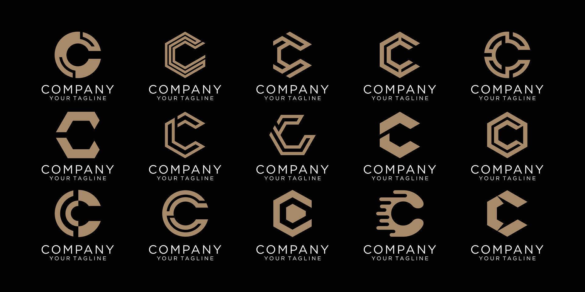 creativo letra C icono colocar. diseño para negocio de lujo, elegante, simple. vector