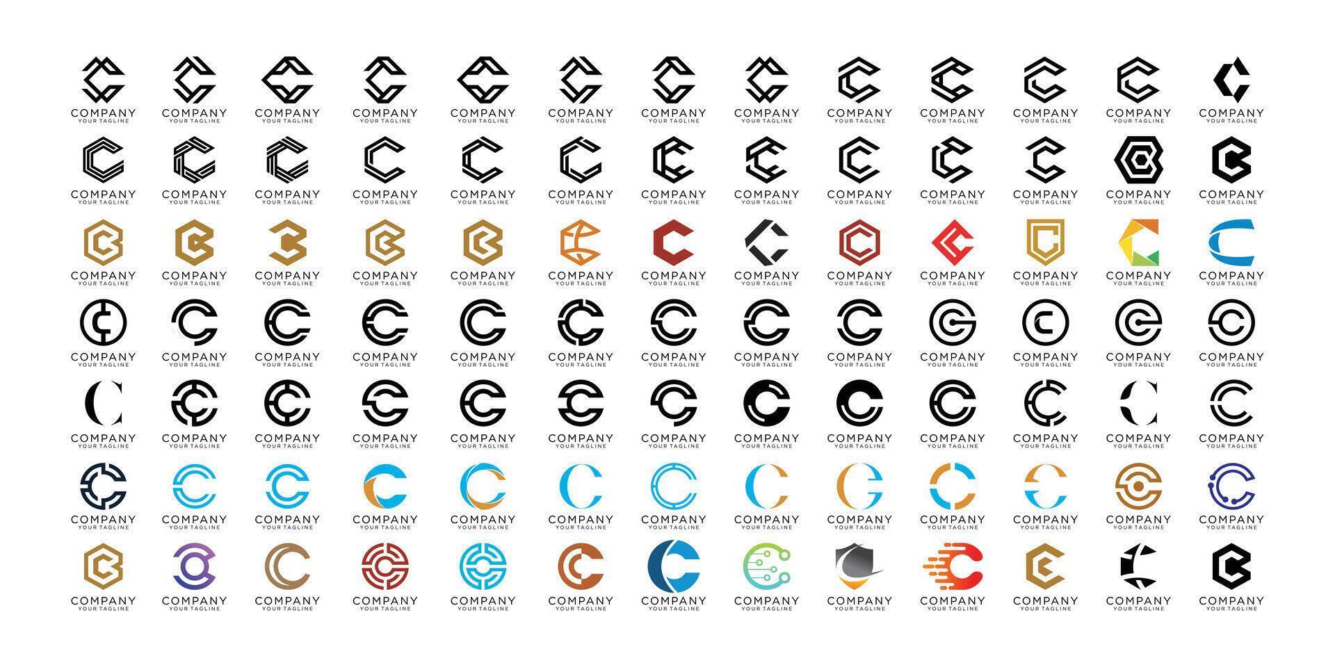 creative letter C icon set. design for business of luxury, elegant, simple. vector