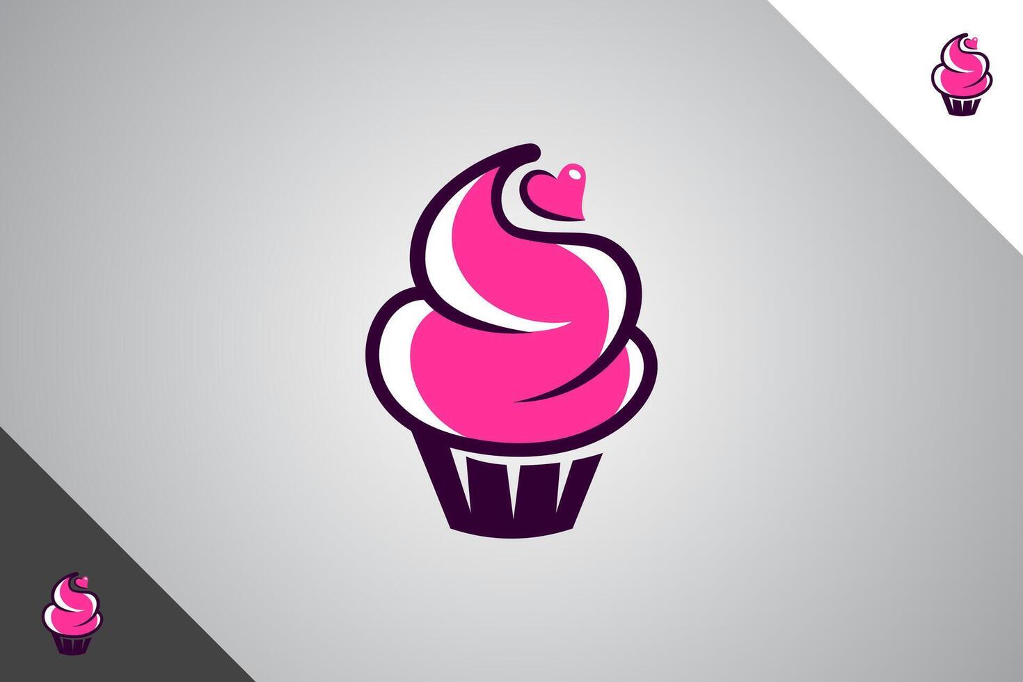 Cup cake logo. Bakery, cakes and pastries logo identity template. Perfect logo for business related to bakery, cakes and pastries. Isolated background. Vector eps 10.