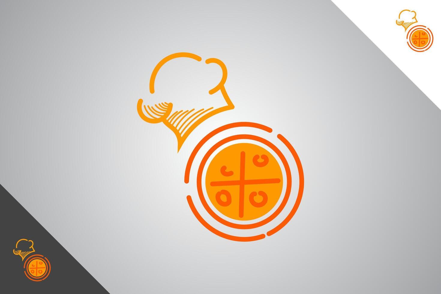 Pizza logo design. Bakery, cakes and pastries logo identity template. Perfect logo for business related to bakery, cakes and pastries. Isolated background. Vector eps 10.