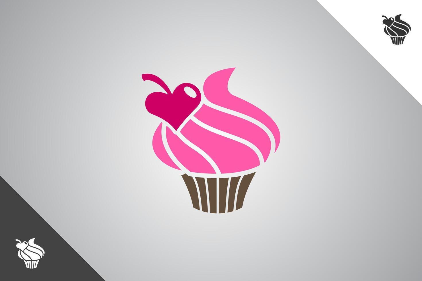 Cup cake logo. Bakery, cakes and pastries logo identity template. Perfect logo for business related to bakery, cakes and pastries. Isolated background. Vector eps 10.