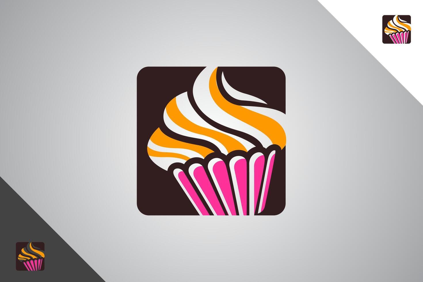 Cup cake logo. Bakery, cakes and pastries logo identity template. Perfect logo for business related to bakery, cakes and pastries. Isolated background. Vector eps 10.