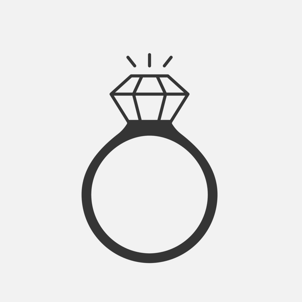 Diamond or brilliant ring icon. Jewelry store. Accessory, romantic gift. Vector illustration