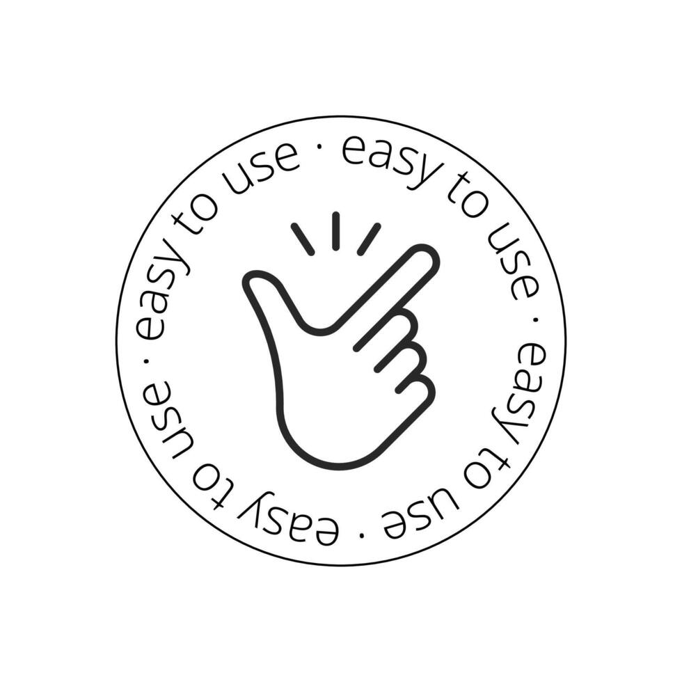 Easy to use sticker. Hand movement, motivation to action. Line icon. Vector illustration