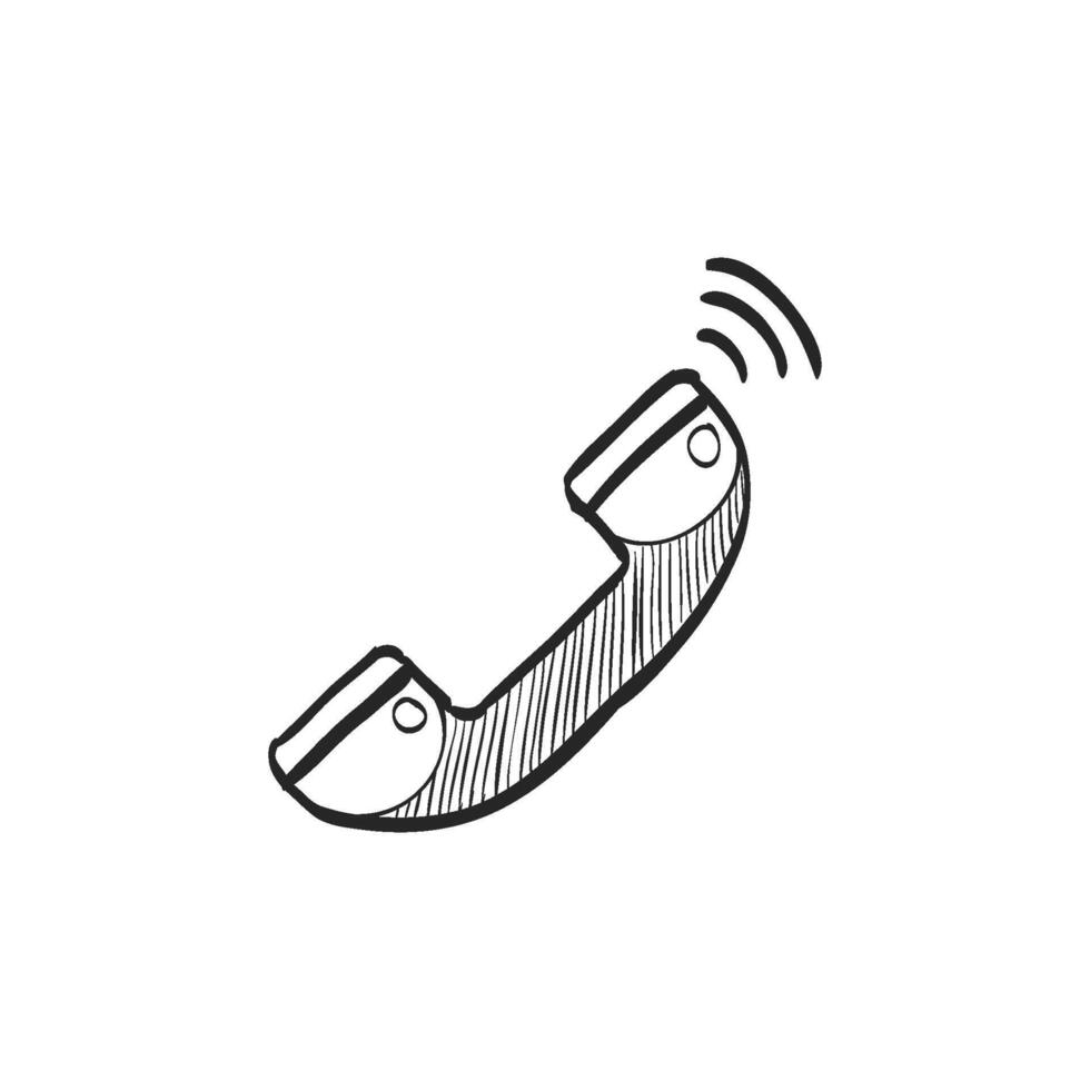 Hand drawn sketch icon landline telephone vector