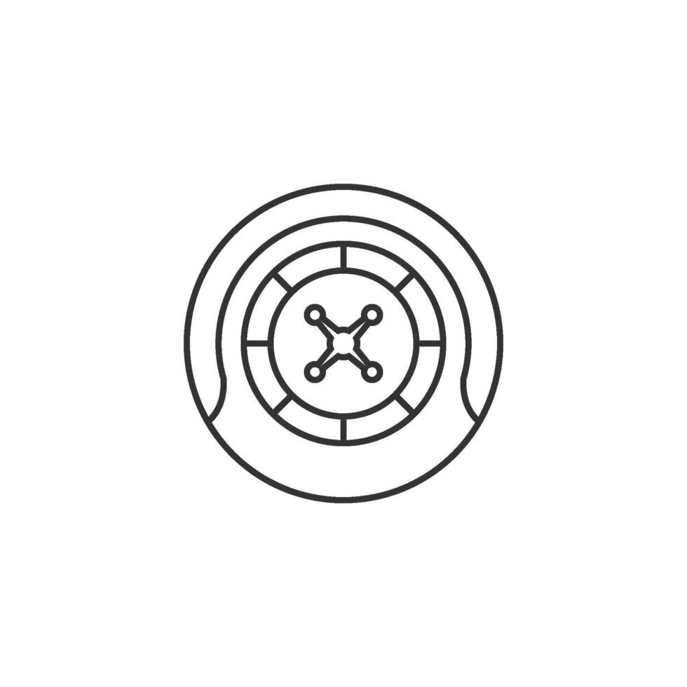 Roulette table icon in thin outline style vector