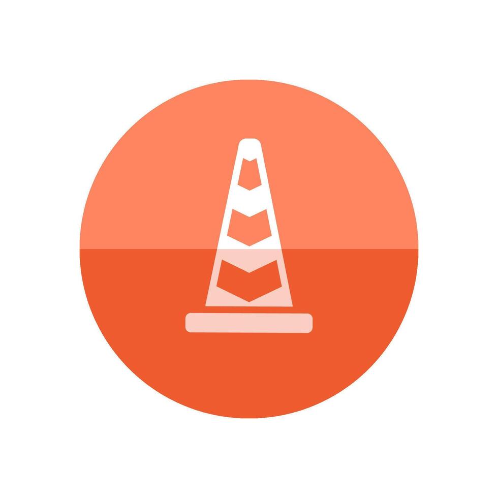 Traffic cone icon in flat color circle style. Road construction warning alert internet web page under construction vector