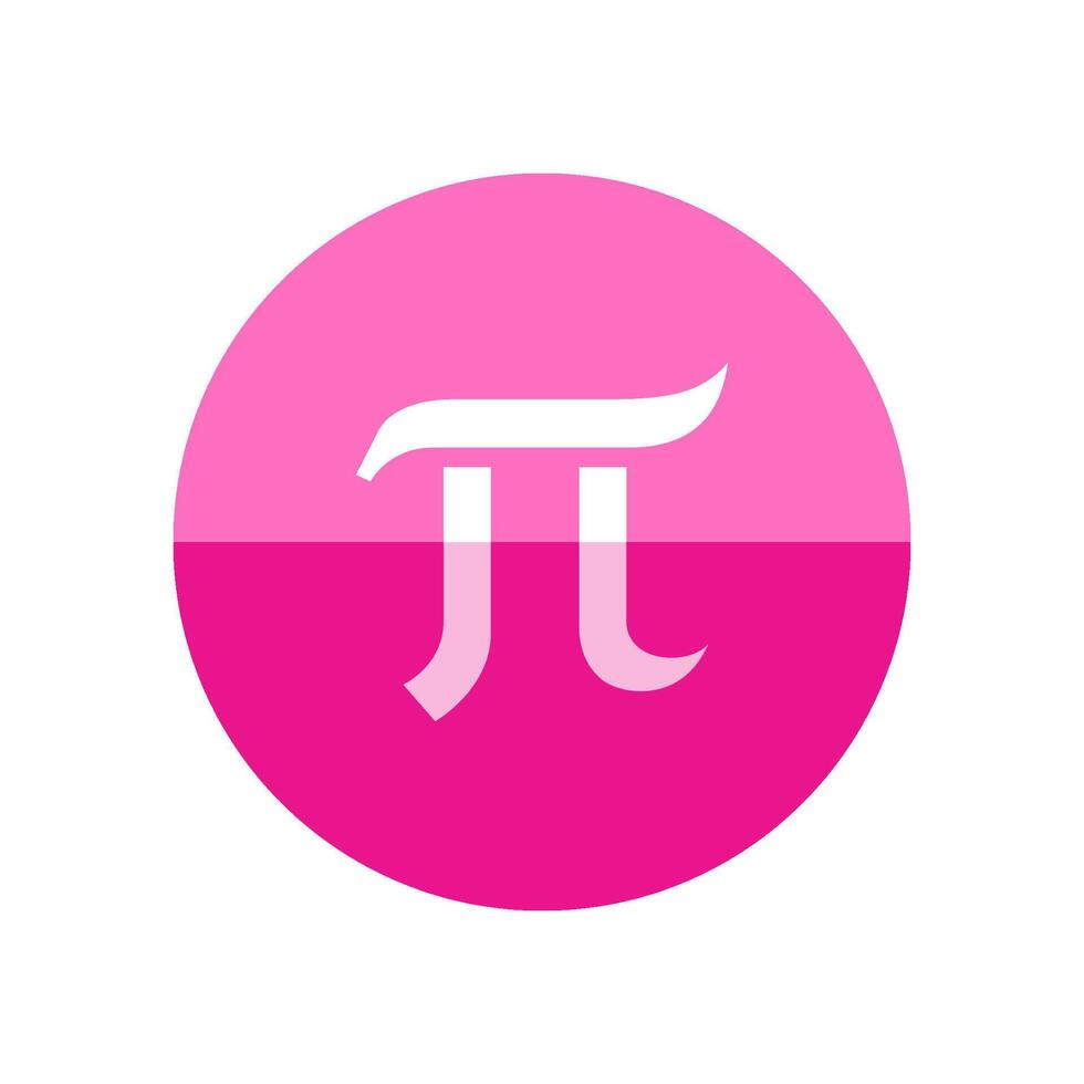 Greek alphabet icon in flat color circle style. Mathematics constant number vector