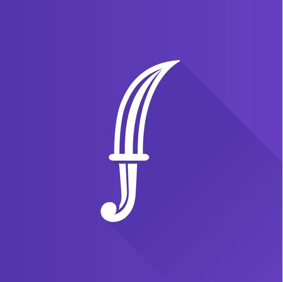Knife flat color icon long shadow vector illustration